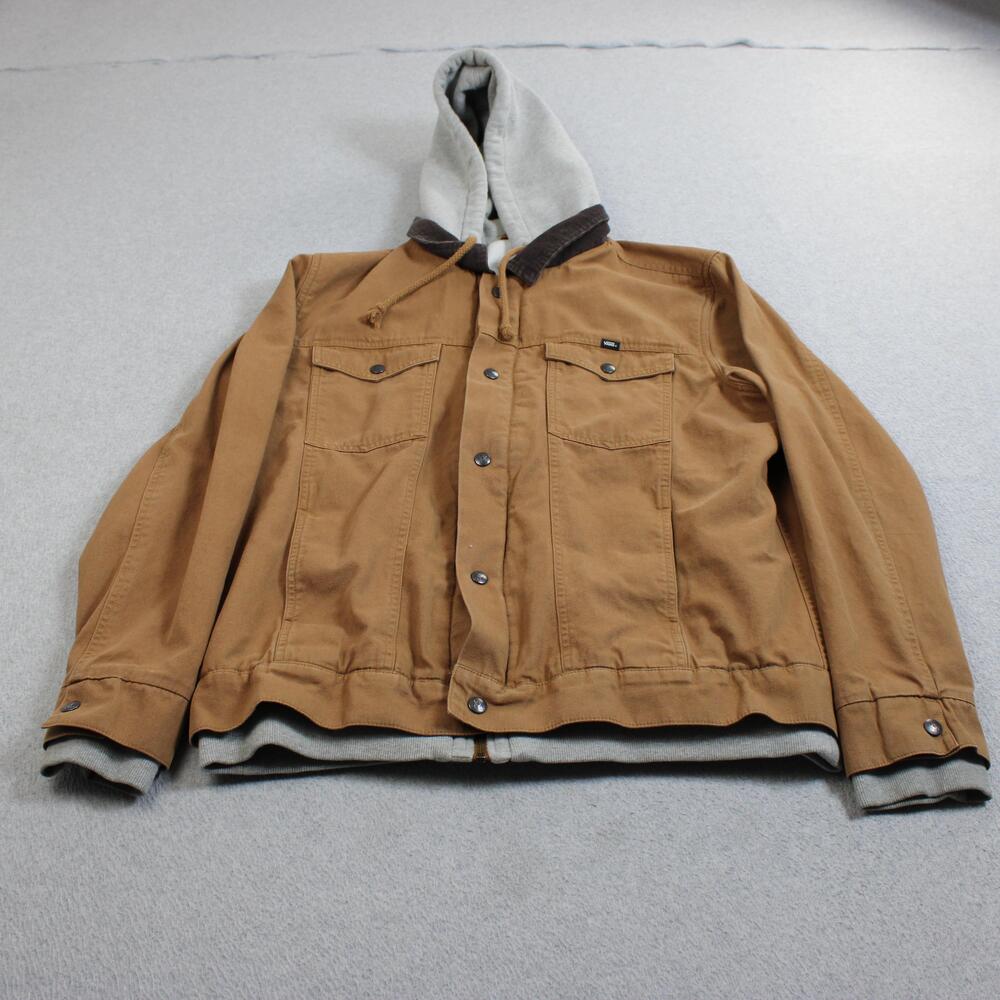 Vans Jacket Mens XL Brown Canvas Hooded Lined Workwear Barn Chore Grunge Y2K